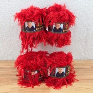 Lion Brand Romance Yarn Rose Petals Red Lot Of 4 Faux Fur 1.75oz‎ 27yd